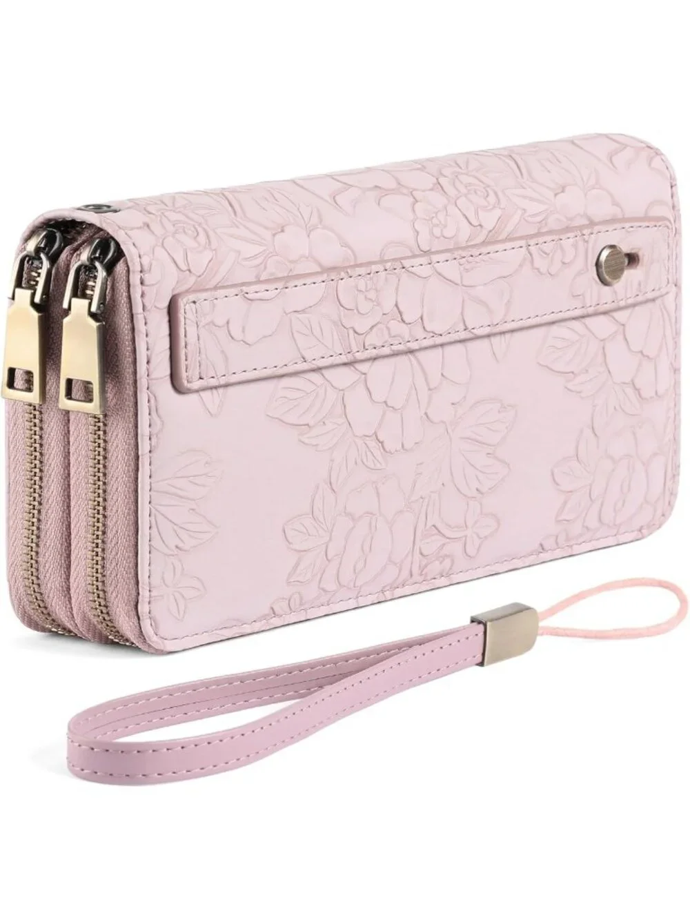 Stylish RFID Leather Wristlet Wallet for Women with Grip Strap - Secure & Chic